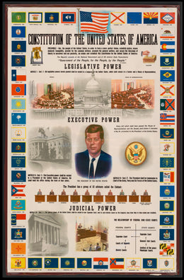 Vintage U.S. Constitution Infographic Historical or Presidential Poster