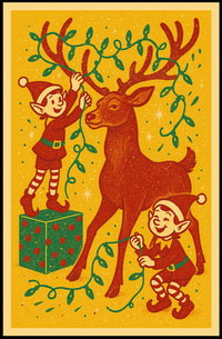 Festive Elves And Reindeer Poster