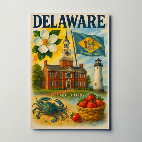 Delaware's Historical Landmarks and Icons Heritage Poster