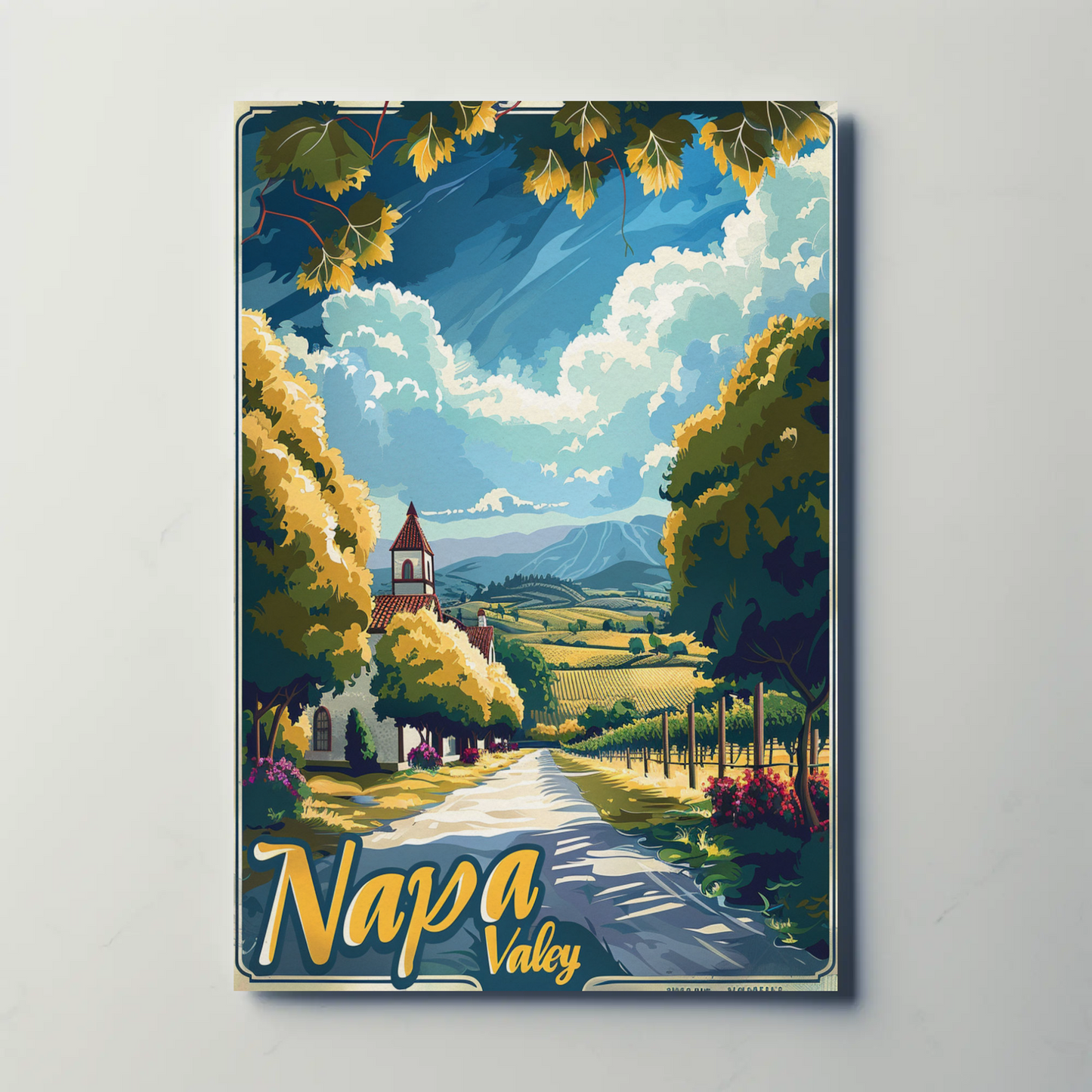 Napa Valley Church and Fields Travel Poster