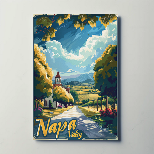 Napa Valley Church and Fields Travel Poster