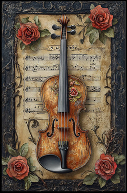Vintage Violin and Roses Cultural or Heritage Poster