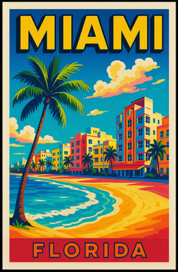Miami Florida Vibrant Beachfront Poster