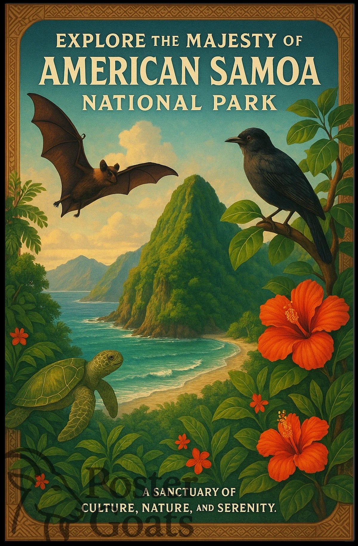 American Samoa Vintage National Park Travel Poster