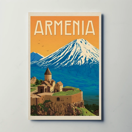 Armenian Landmark with Mount Ararat Travel Poster