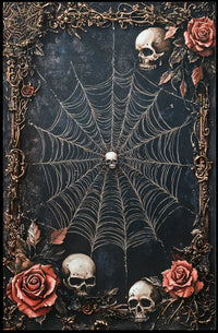 Gothic Skull Spider Web Art Poster - Abstract and Artistic Poster