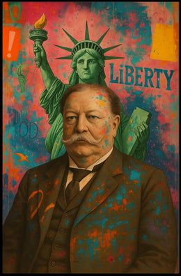 Liberty Meets Modern Chaos: Artistic or Pop Culture Poster