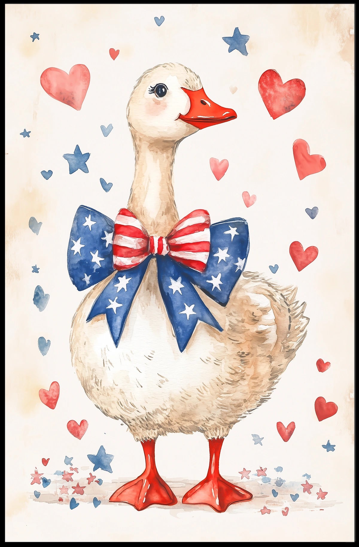 Patriotic Goose With Starry Bow Tie Artwork Poster