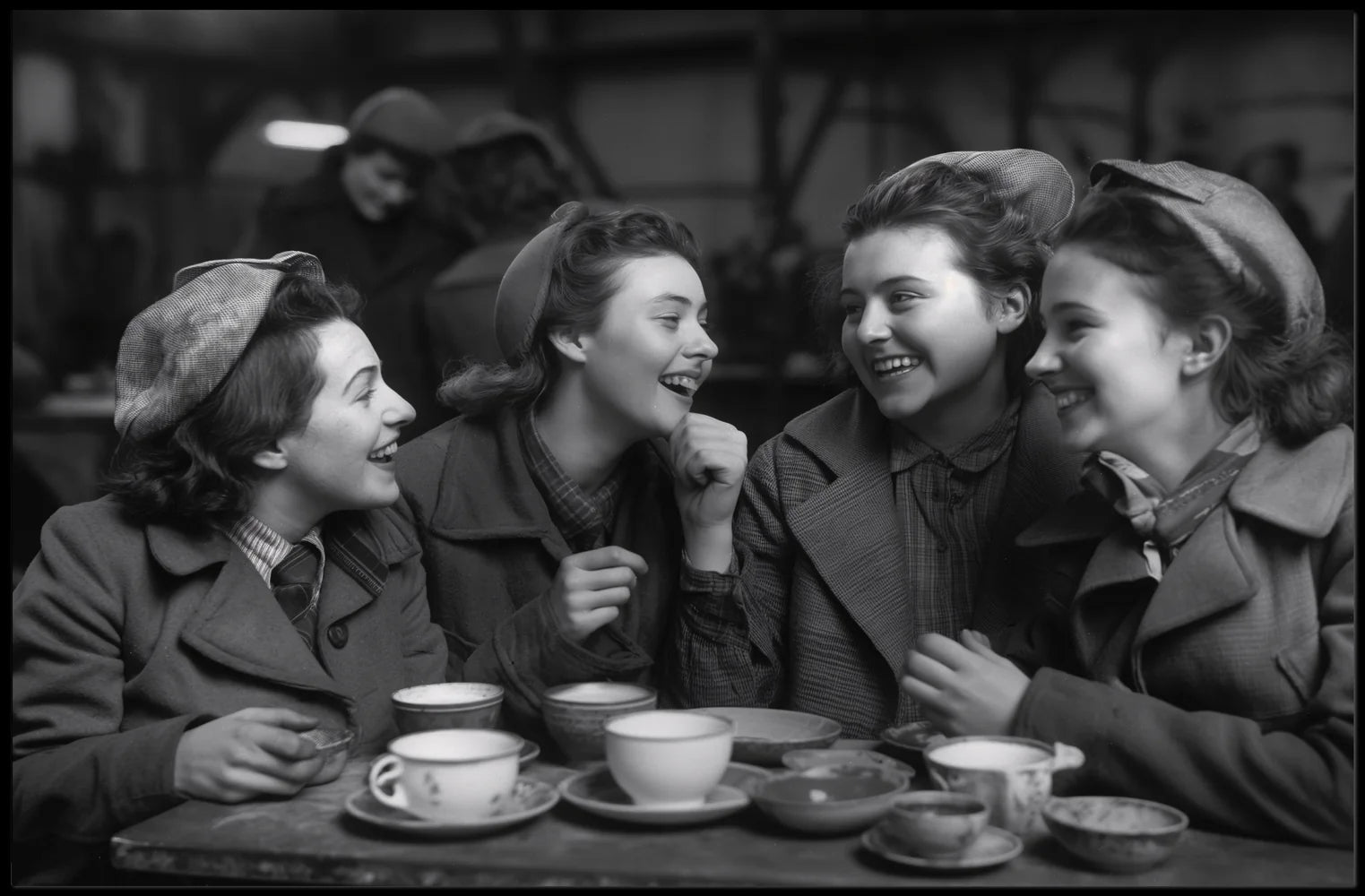 Vintage Café Gathering: Timeless Friendship Poster