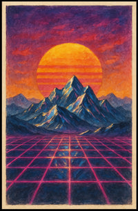 Vibrant Retro-Futuristic Landscape Sci-Fi Poster