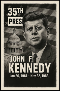 John F. Kennedy 35th President of the United States Digital Montaje Poster