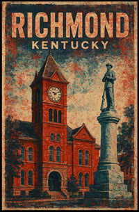 Richmond Kentucky Clock Tower Cultural Heritage Vintage Americana Nostalgic Townscape Poster