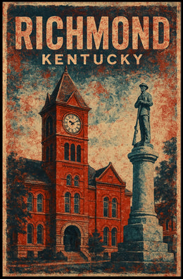 Richmond Kentucky Clock Tower Cultural Heritage Vintage Americana Nostalgic Townscape Poster
