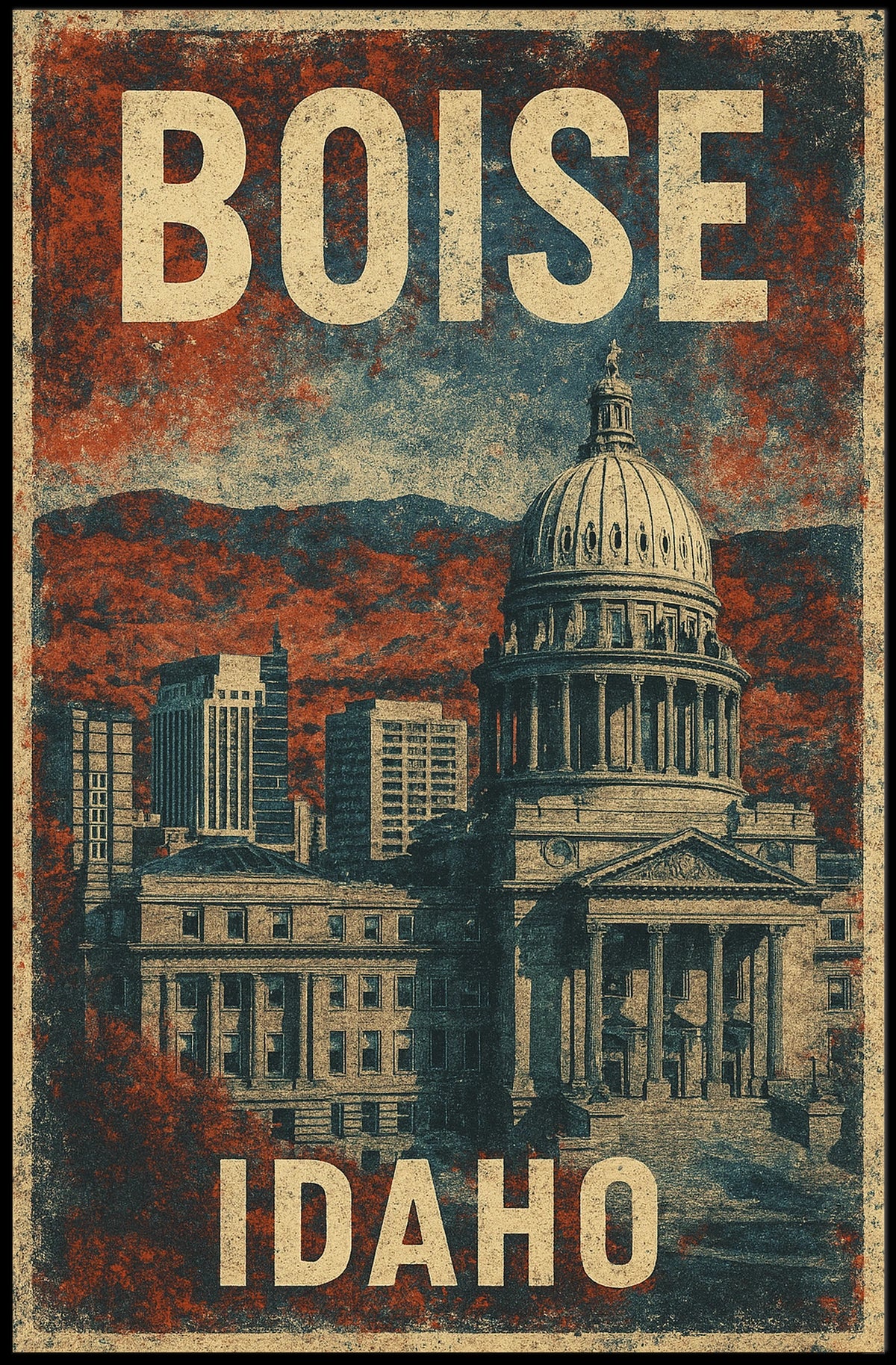 Boise Skyline Minimalist Travel Poster