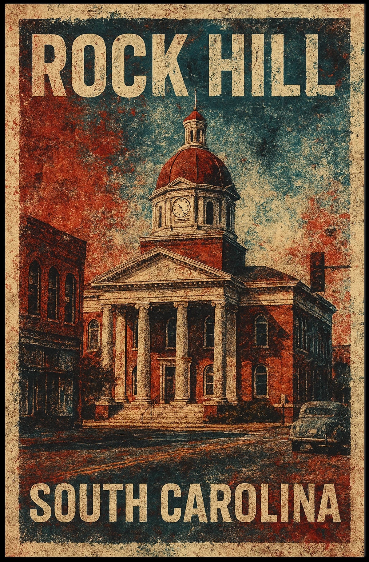 Vintage Rock Hill Architecture Collector Poster