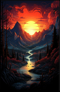 Radiant Mountain Sunset Poster
