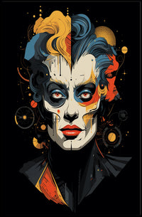 Abstract Artistic Poster with Geometric Shapes and Bold Colors