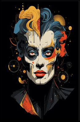 Abstract Artistic Poster with Geometric Shapes and Bold Colors