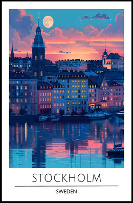 Stockholm Sunset Cityscape: Urban or Cityscape Poster