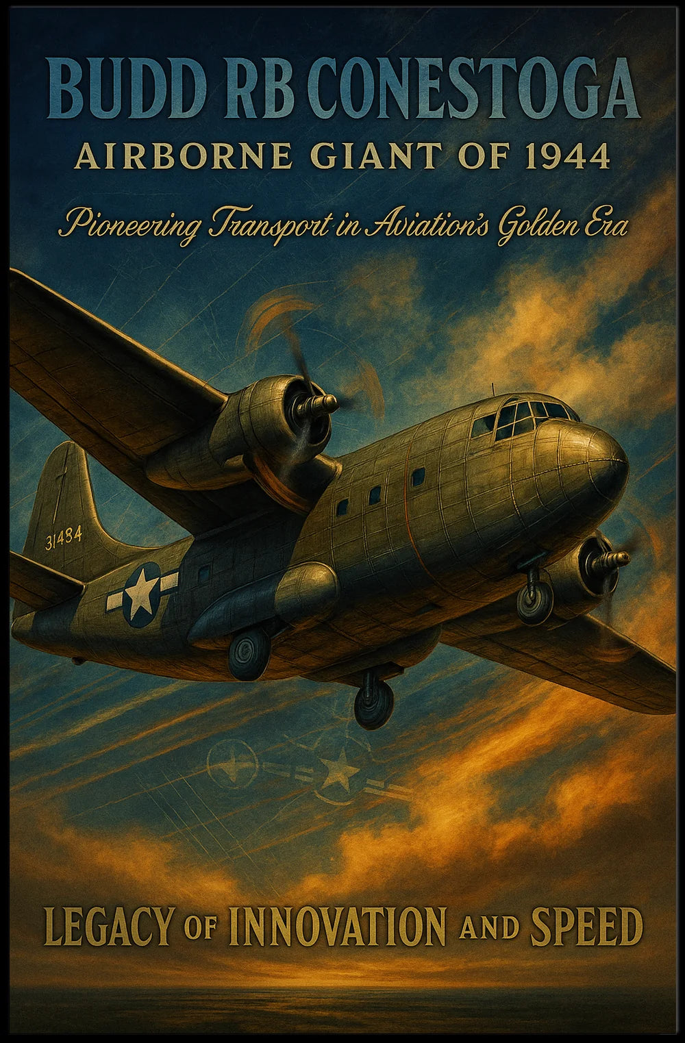 Budd RB Conestoga WWII Aircraft Vintage Poster PosterGoat