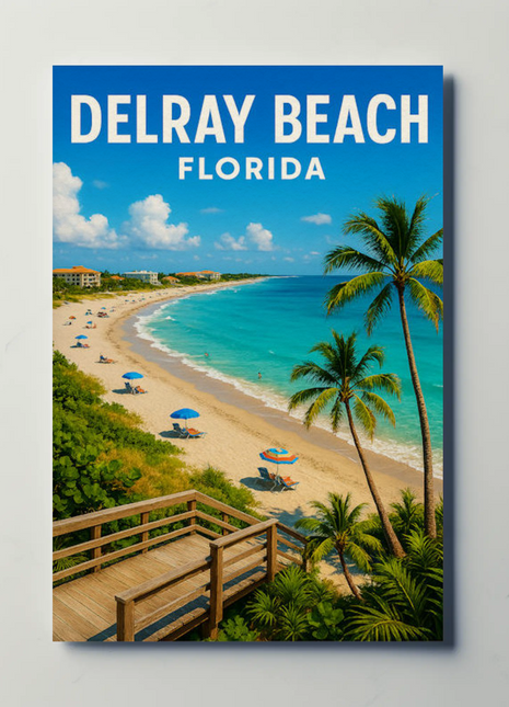 Delray Beach Florida Boardwalk Ocean Palms Travel Poster