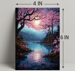 Tranquil Cherry Blossom Lake Poster