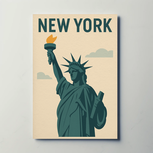 New York Liberty Statue Icon Poster Vintage Travel Poster