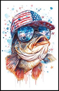 Bass Fish Wearing Backwards Snapback Cap Art Poster