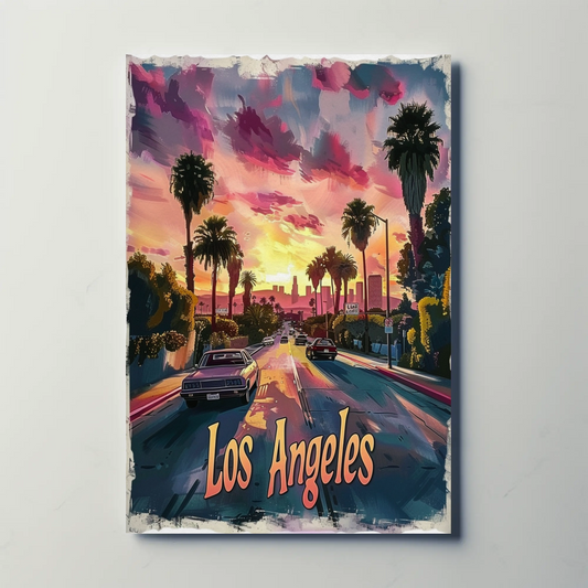 Los Angeles Palm Trees Pink Skies Sunset Travel Poster Travel Poster