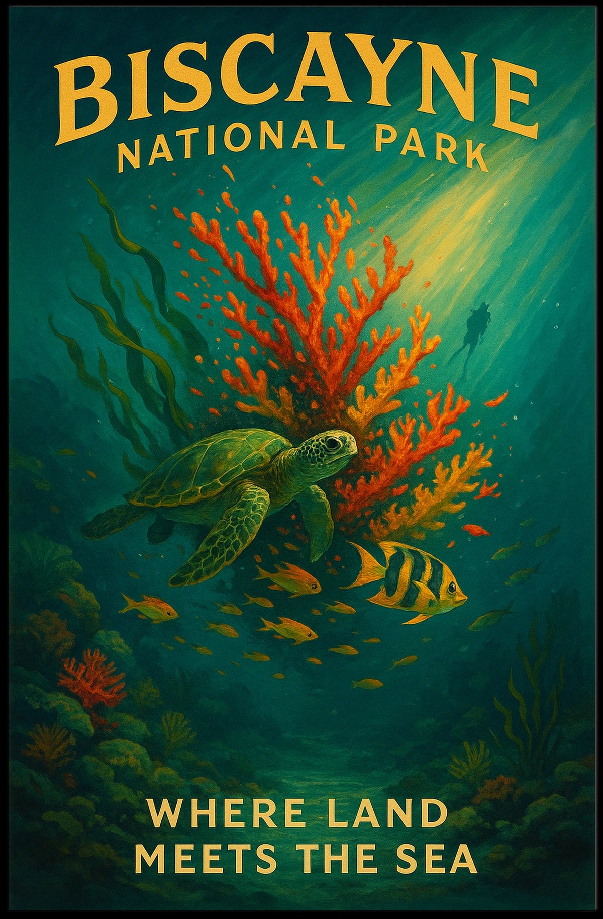 Biscayne National Park Where Land Poster