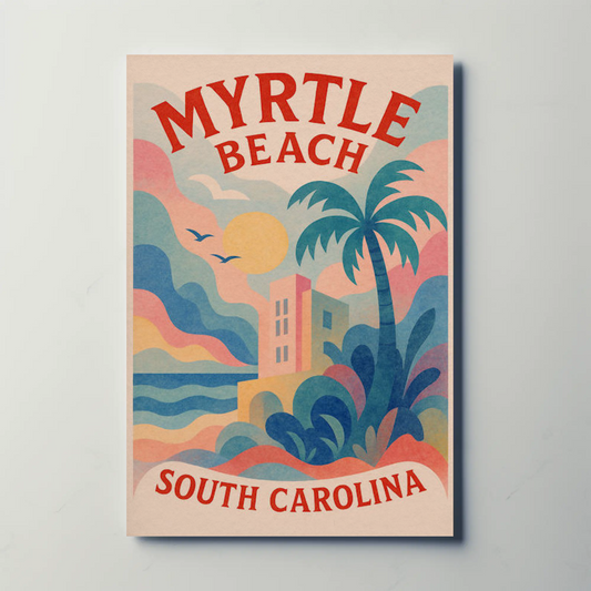 Myrtle Beach South Carolina Sunset Waves Poster Poster