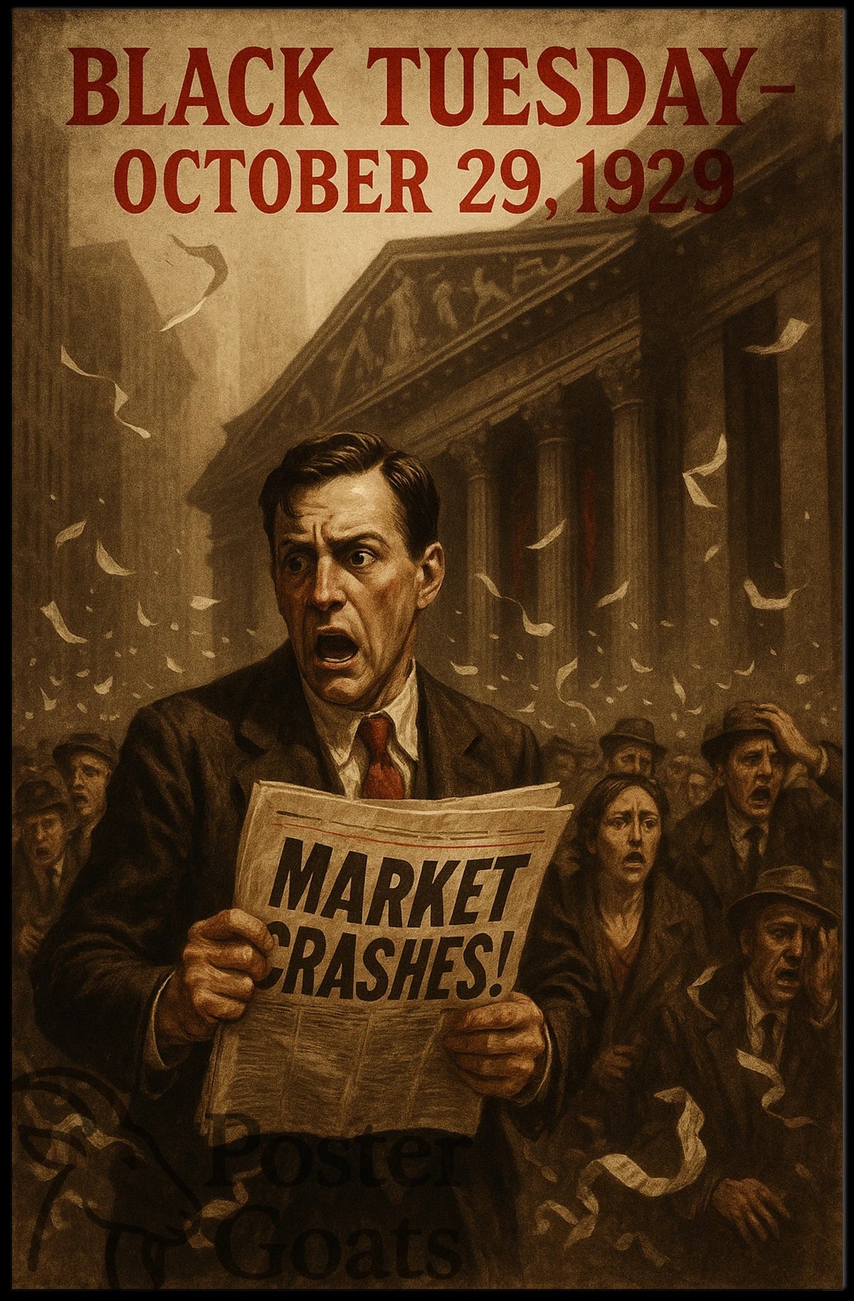 1929 stock market crash scene historical or presidential poster