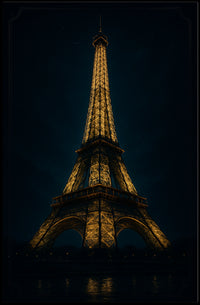 Illuminated Eiffel Tower at Night Poster