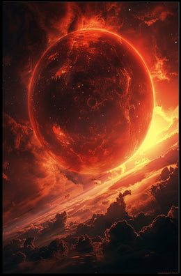Fiery Cosmic Planet Sci-Fi Art Poster PosterGoat