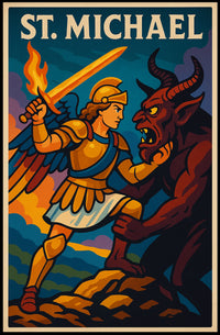 Saint Michael Archangel Wall Art Poster For Catholic Decor Sacred Guardian Artwork