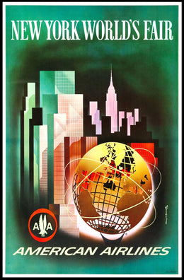New York Worlds Fair Poster Vintage Empire State Wall Art