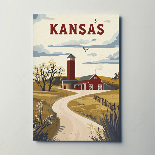Kansas Prairie House Vintage Poster