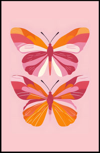 Stylized Butterflies on Pink: Abstract or Artistic Poster PosterGoat