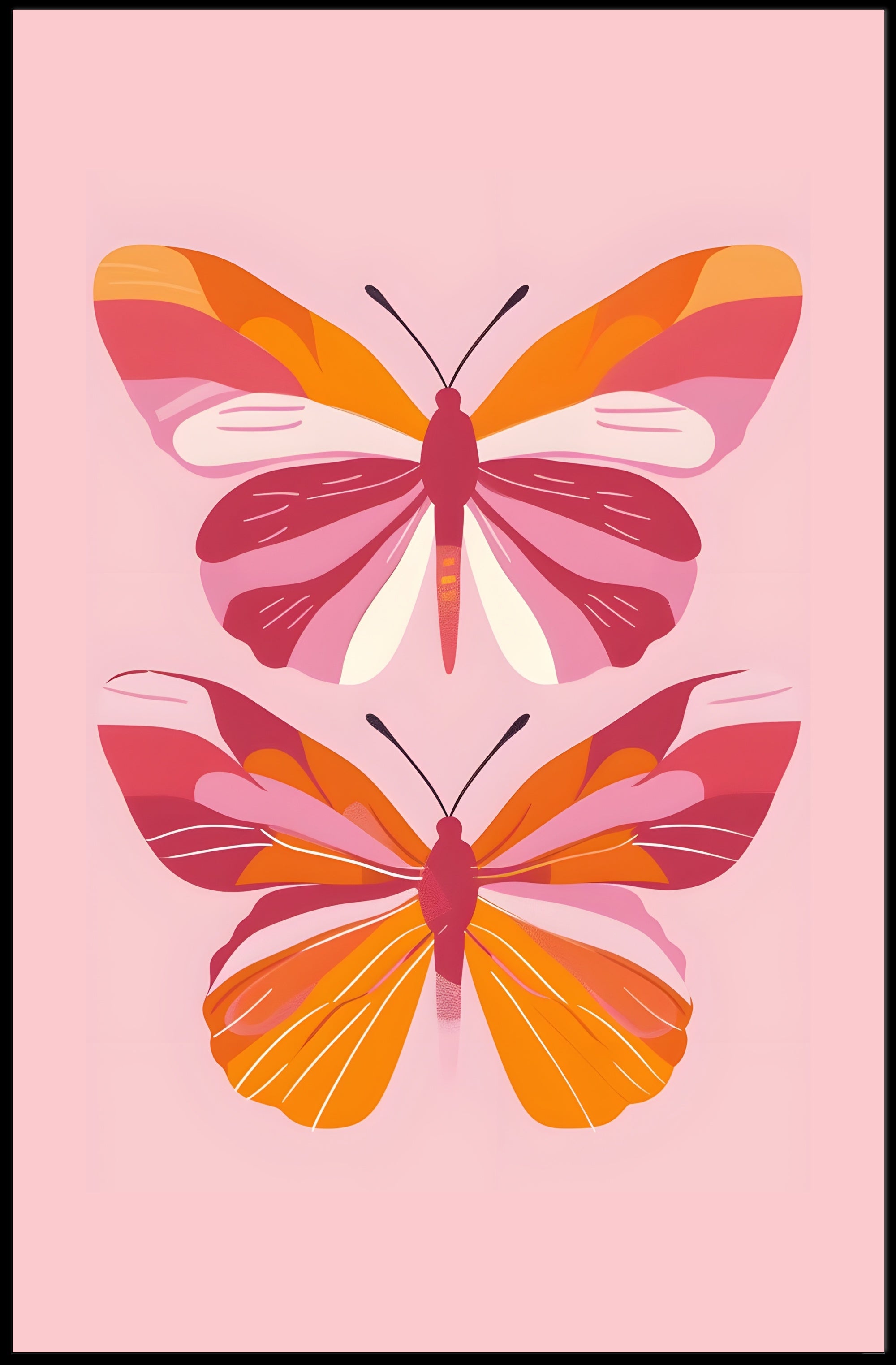 Stylized Butterflies on Pink: Abstract or Artistic Poster PosterGoat