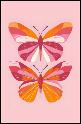 Stylized Butterflies on Pink: Abstract or Artistic Poster PosterGoat