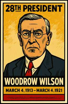 Woodrow Wilson 28th President of the United States Inked Comic Style Poster