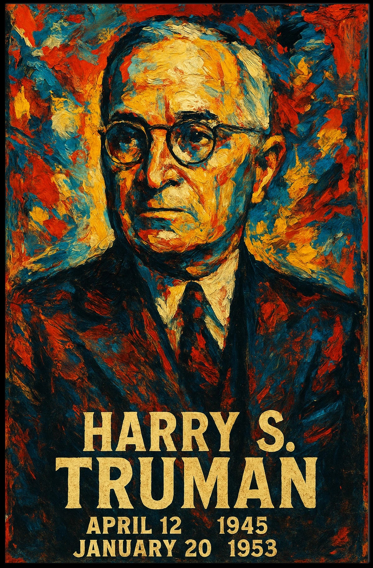 Harry S. Truman 33rd President of the United States Glitch Hop Art Poster