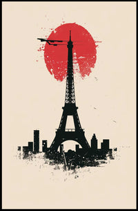The poster features a stylized depiction of the Eiffel Tower in silhouette against Travel Poster