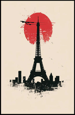 The poster features a stylized depiction of the Eiffel Tower in silhouette against Travel Poster