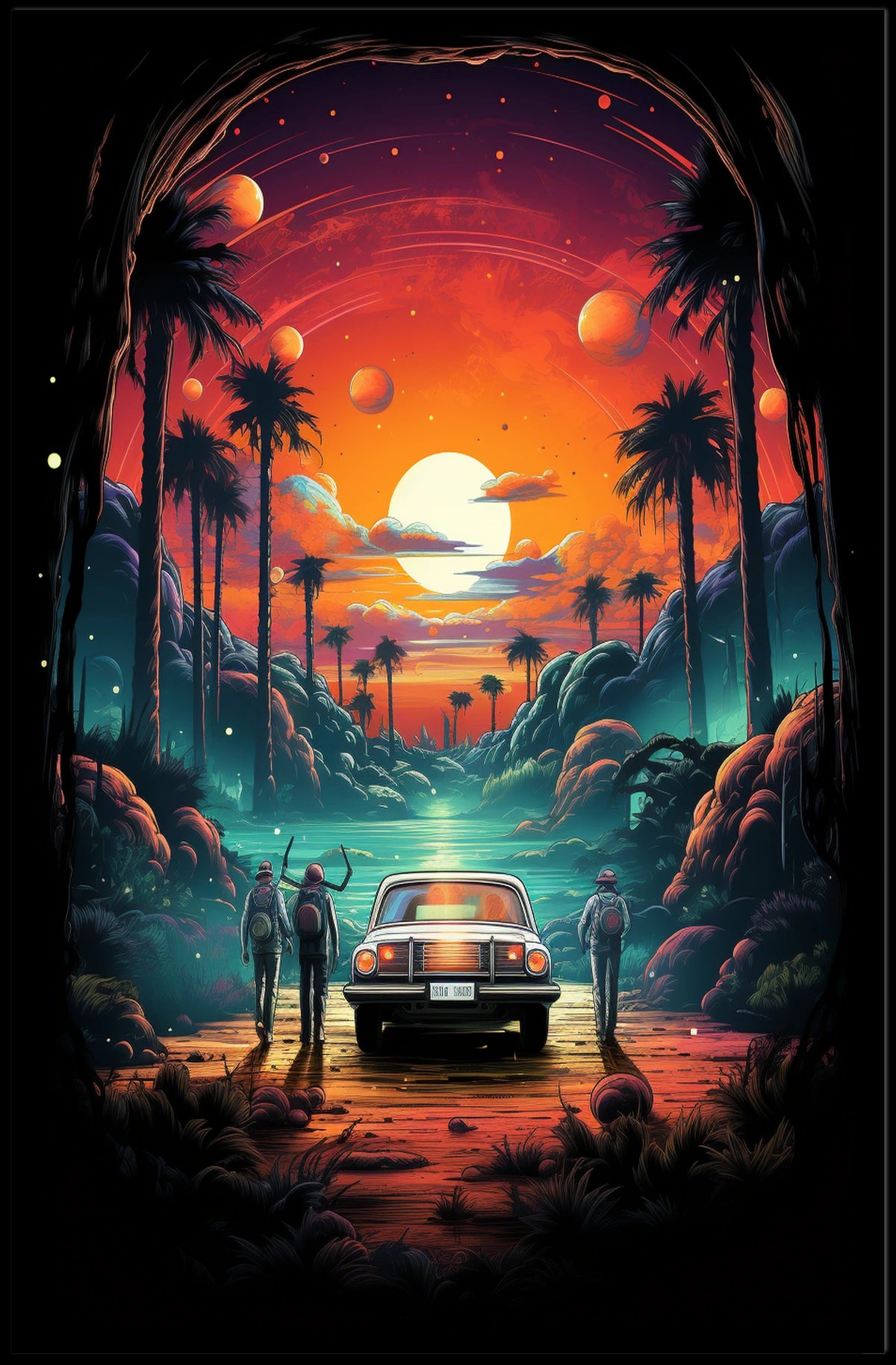 Cosmic Journey at Sunset Poster
