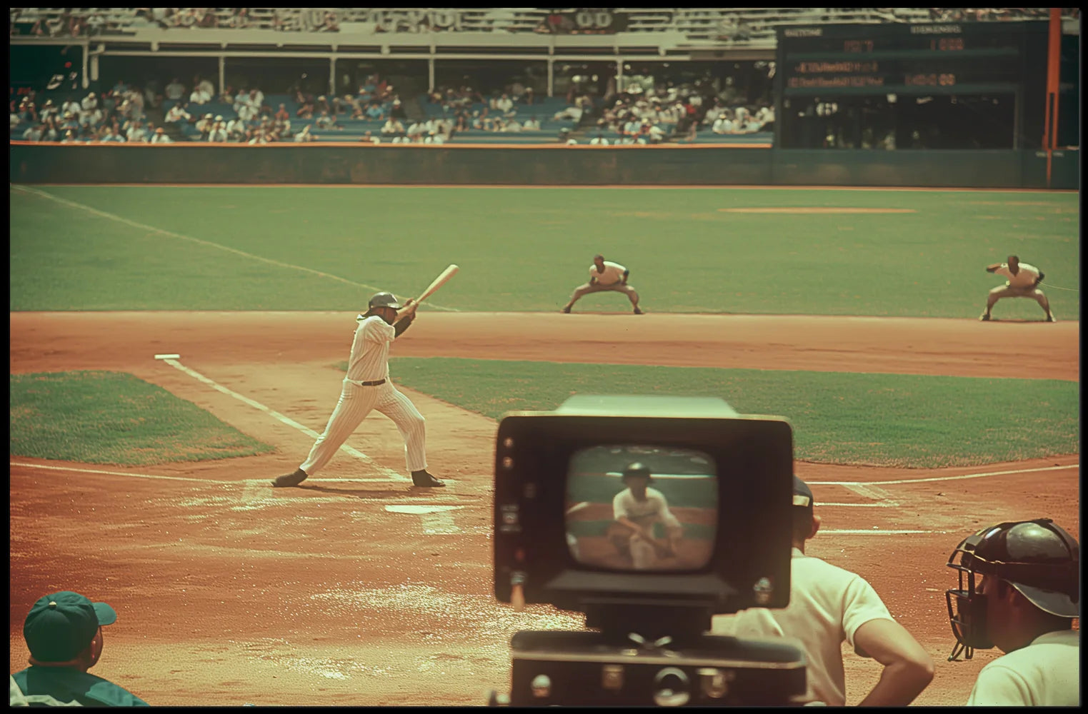 Vintage Baseball Game Nostalgia Poster Mid-Century Style