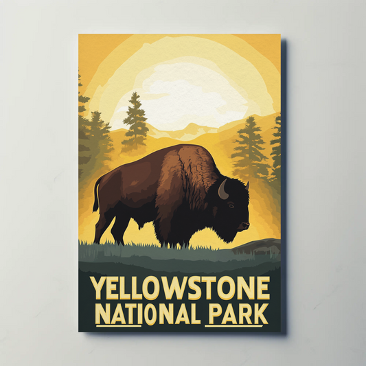 Yellowstone National Park Bison Vintage Poster