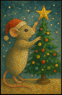 Holiday Mouse and Christmas Tree Poster
