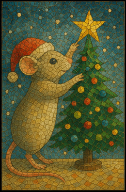 Holiday Mouse and Christmas Tree Poster