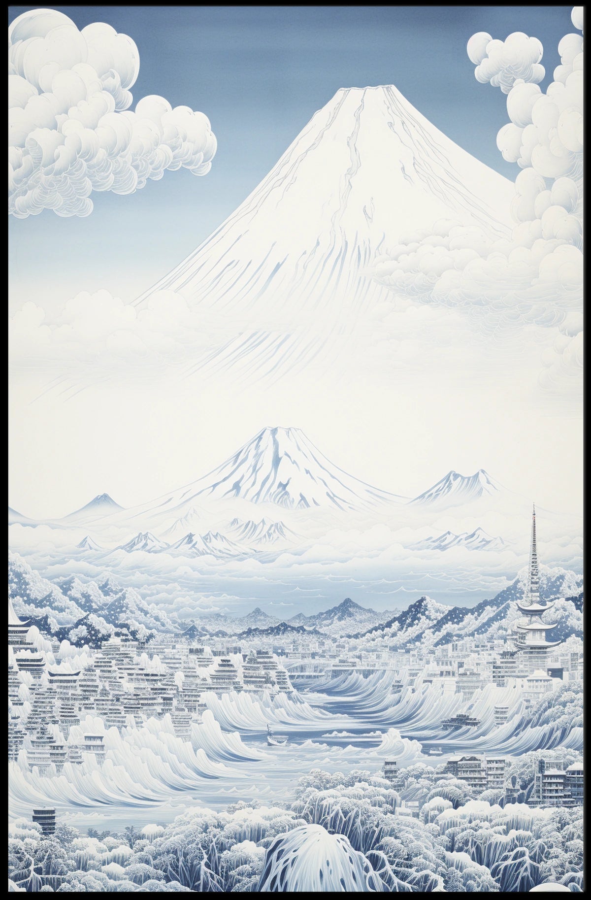 Japanese Mountain Serenity: Cultural or Heritage Poster